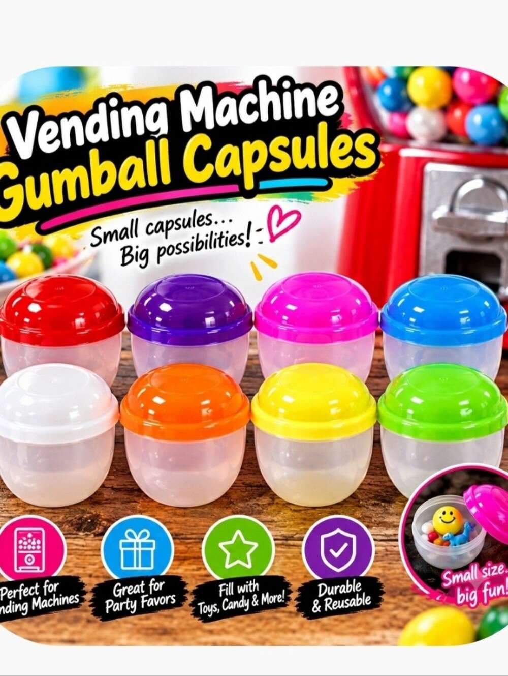 Bulk Lot of 290 Empty Vending Machine Toy Capsules – Assorted Colors